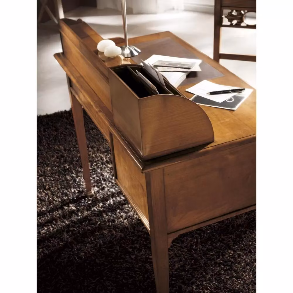Scrivania classica in legno di faggio con 3 cassetti e alzata porta lettere Mobili 2G L/P/H: 106 x 58 x 99 cm – 3