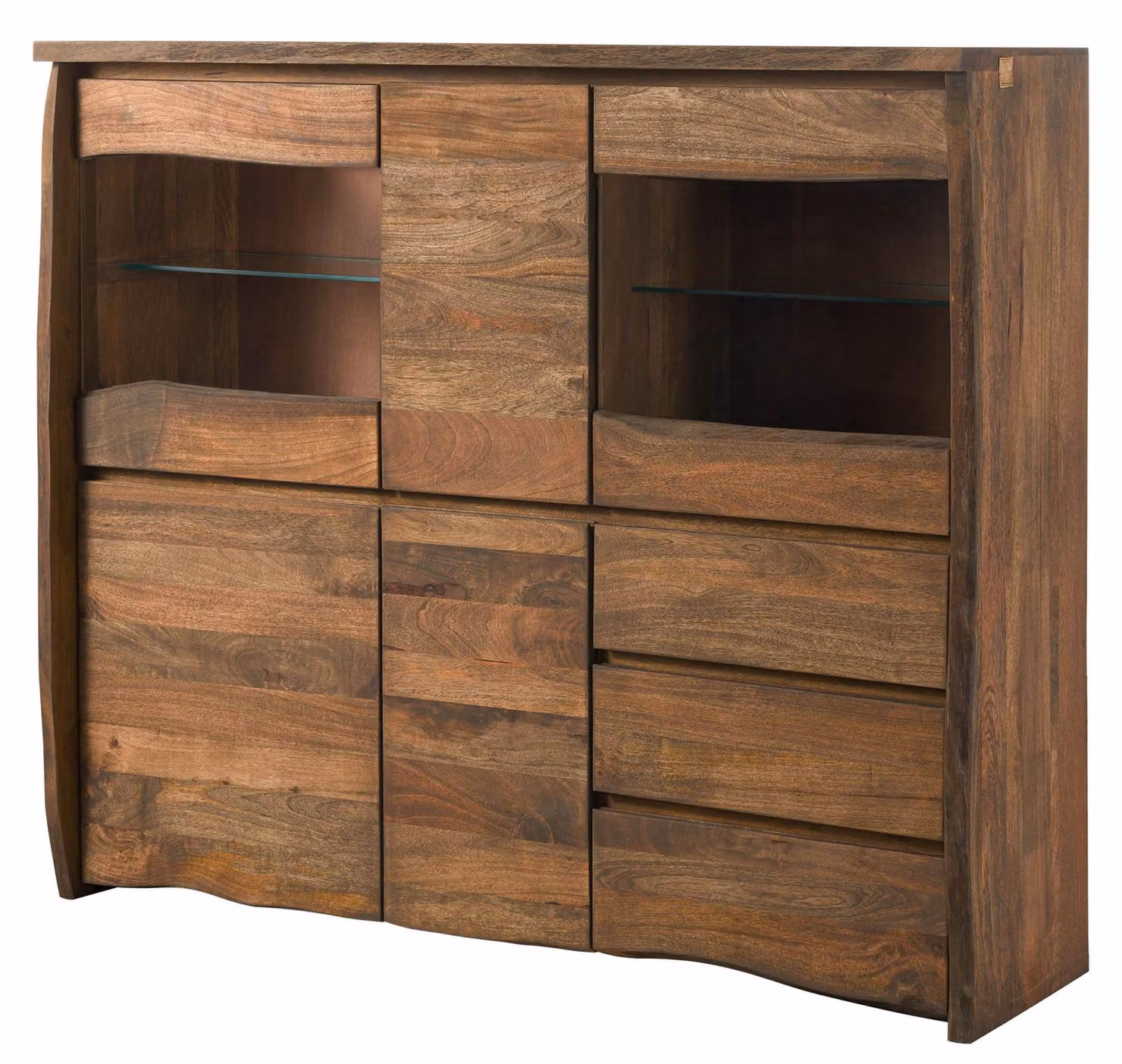 MASSIVMOEBEL24 | PURE MANGO #200 Vetrina in legno di mango - oliato / marrone 166x48x145