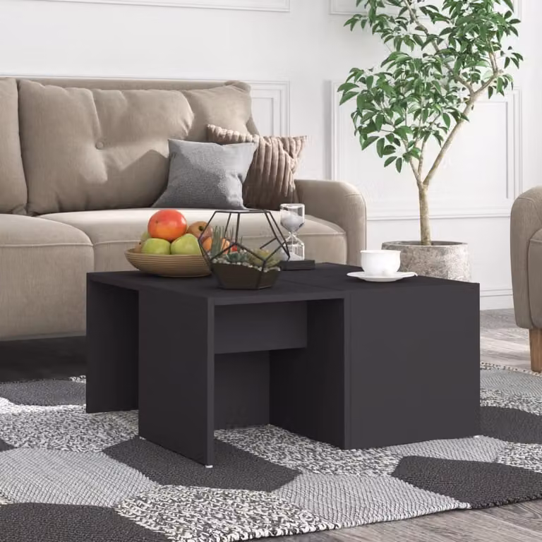 The Living Store Tavolini 4 pz. Grigio 33x33x33 cm Materiale a base di legno