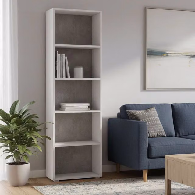 Libreria Allevien DMORA con 5 ripiani regolabili, design moderno in bianco opaco, L: 60 cm, P: 30 cm, H: 195 cm – 1