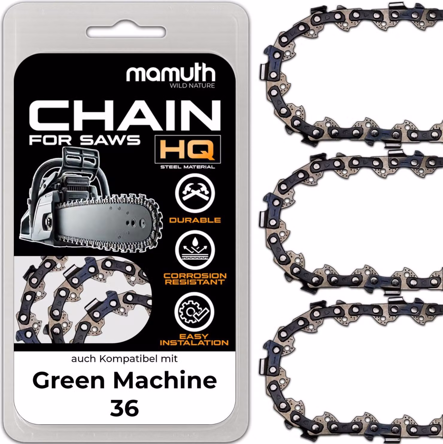 3 catene per motosega 40 cm 1,1 mm 3,8" 57TG per Green Machine 36