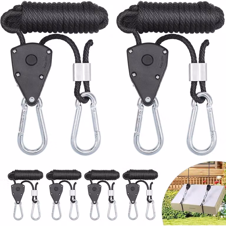 Set di 6 ganci a cricchetto HEJO Cricchetto a corda regolabile per tende e lampade