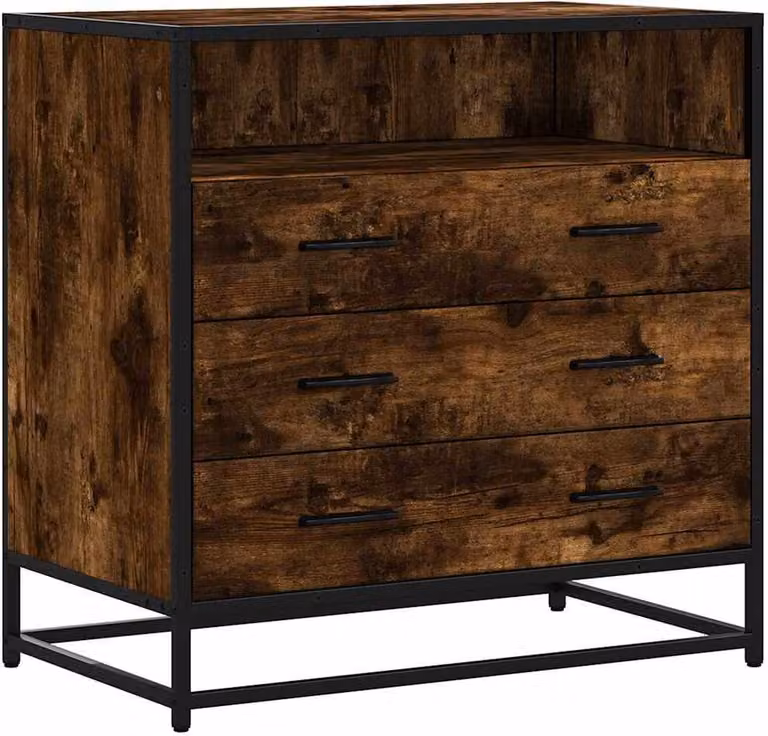 Cassettiera Rovere Fumo 70x41x70 cm in Legno Multistrato
