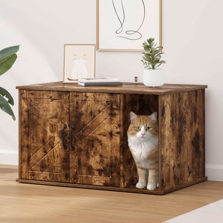 Casa per Gatti vidaXL in Rovere Fumo, L: 85 cm, P: 55 cm, H: 50,5 cm