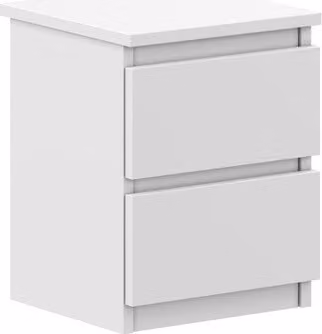 VBChome Comodino 30 x 26 x 38 cm Bianco opaco Comodino con 2 cassetti per la camera da letto Senza maniglie Ufficio Camera Moderna