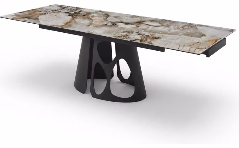 Tavolo da pranzo in metallo e Vetroceramica, design moderno, tendenza attuale, comfort, colore bianco