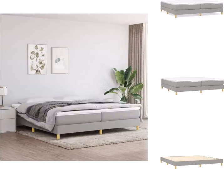 vidaXL Letto a molle insacchettate grigio chiaro 200x200 cm in tessuto - Letti e strutture letto
