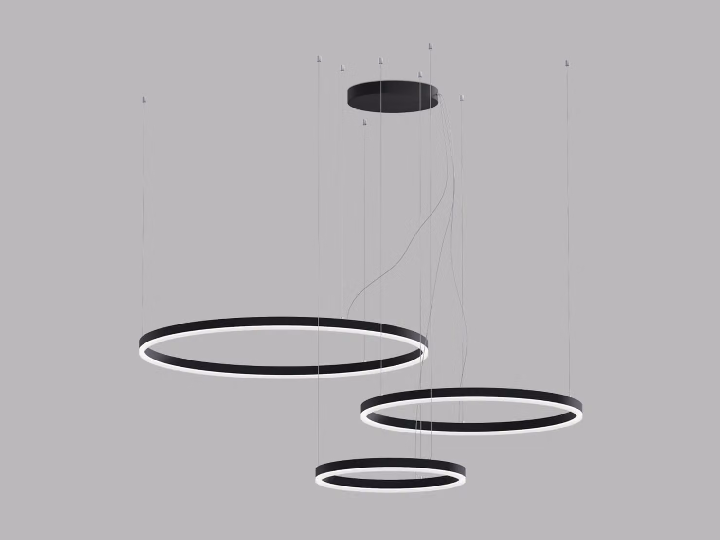 Lampadario LED dimmerabile CIRCLE SET P-Z CRI90, variante: CIRCLE SET 3, 136 W, nero, TRIAC, 2CCT