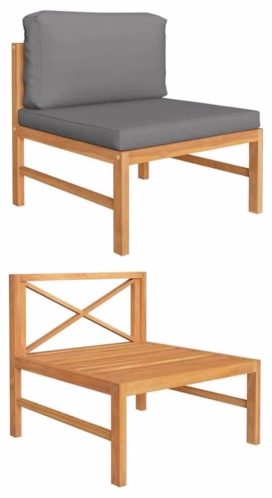 Panca in legno con cuscini grigio scuro