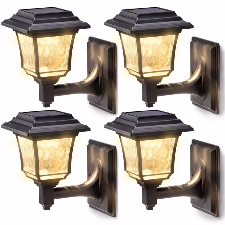 Set di 4 luci solari a LED, impermeabili, con 2 modalità di illuminazione, per uso esterno