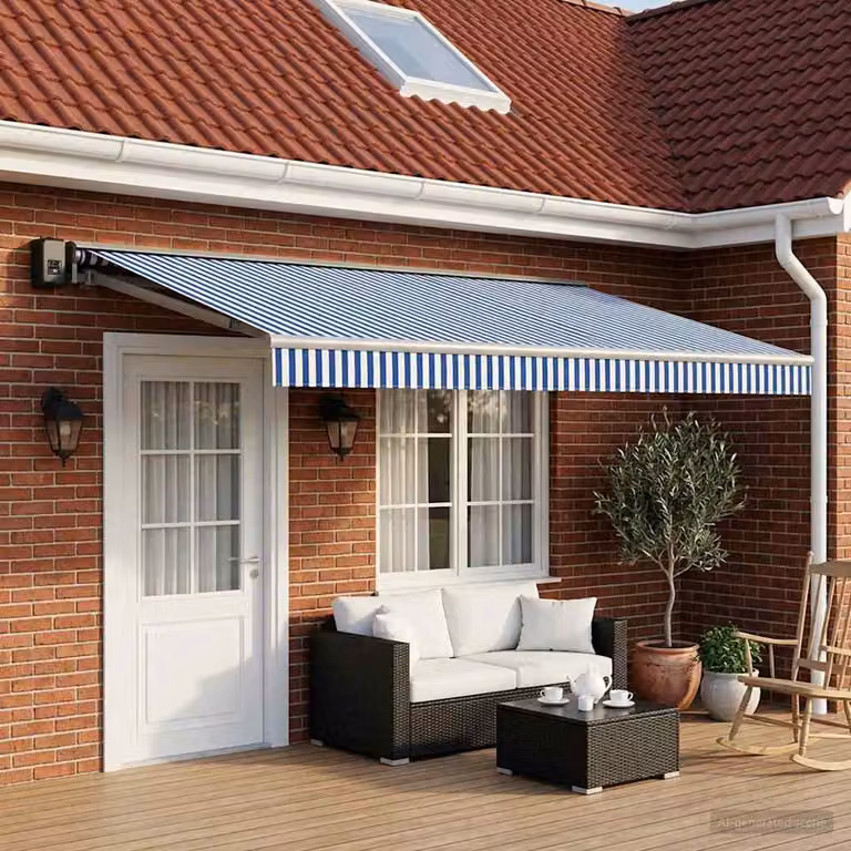 Telo di ricambio per tenda da sole vidaXL in poliestere, Blu e Bianco, L: 500 cm x P: 300 cm