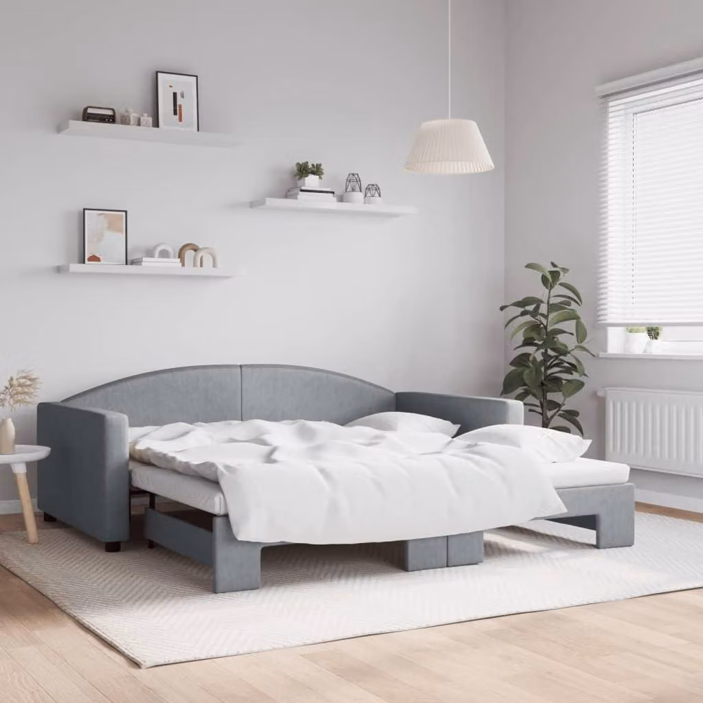 Maison Exclusive - Divano letto estraibile grigio chiaro 100x190 cm in tessuto