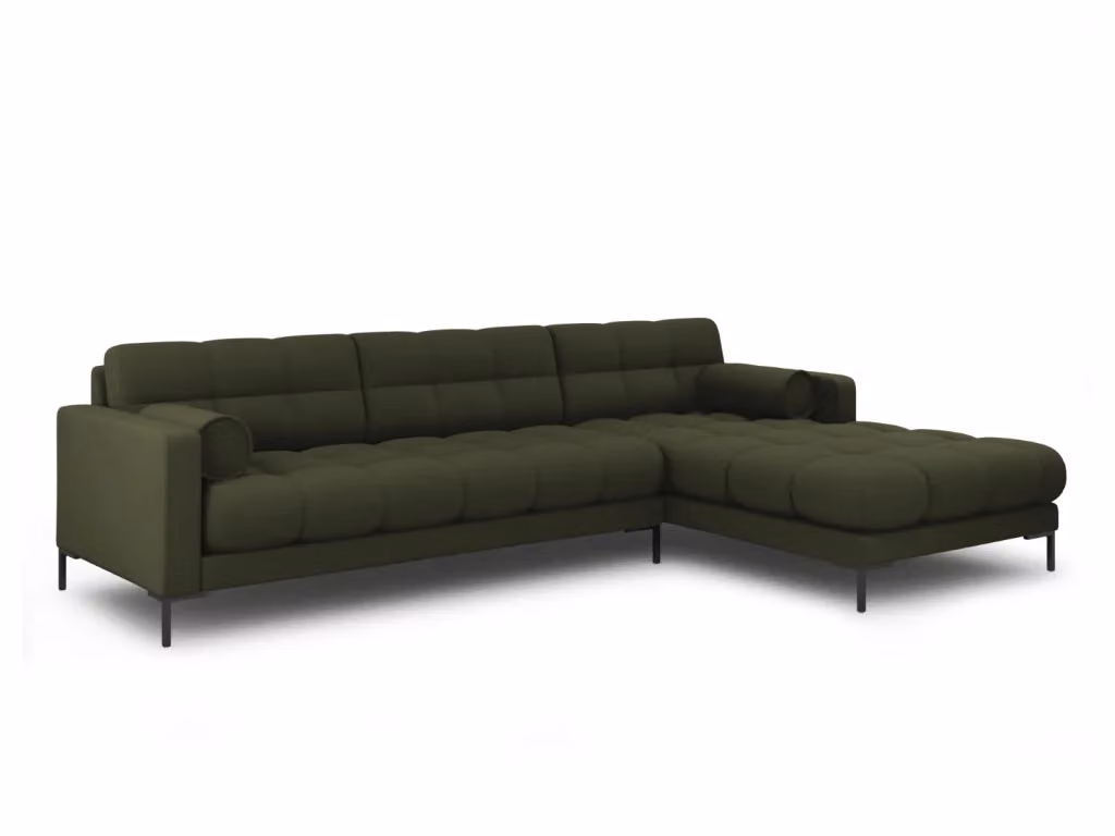Divano angolare destro Bali di Cosmopolitan Design in tessuto verde, 5 posti, L 293 x P 185 x H 75 cm – 2