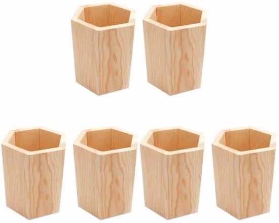 Set di portamatite in legno da 6 pezzi, organizer da scrivania, contenitore da scrivania, sottovaso, piccolo accessorio da scrivania, supporto da scrivania per interruttori, portaoggetti da scrivania per matite