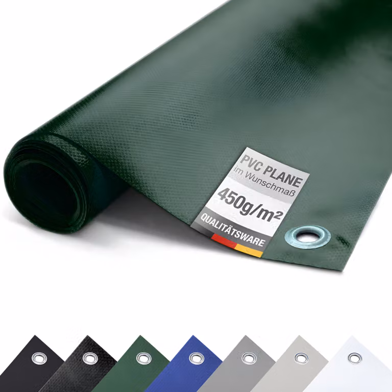 (450g/m²) Telone per camion/telo in PVC con occhielli, telone di copertura (verde RAL6005, 3m x 16m)