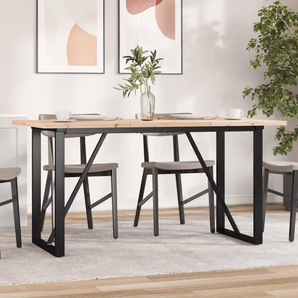 Tavolo da pranzo e da cucina rettangolare in legno di pino e metallo marrone con base a slitta L/P/H: 140 x 80 x 75,5 cm – 2