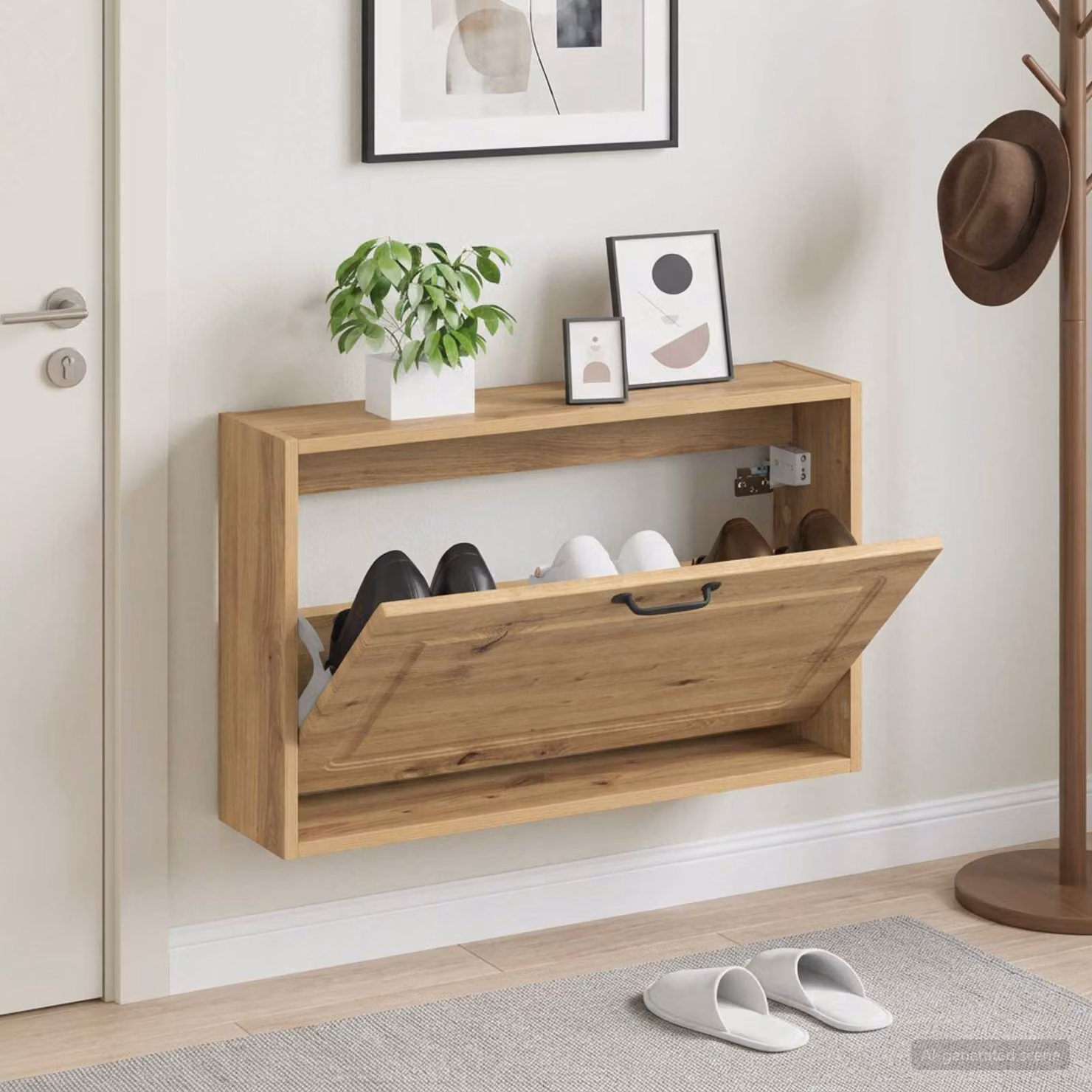 Mobiletto per scarpe da muro vidaXL UTRECHT moderno in legno e metallo, L: 71 cm, P: 17 cm, H: 43 cm