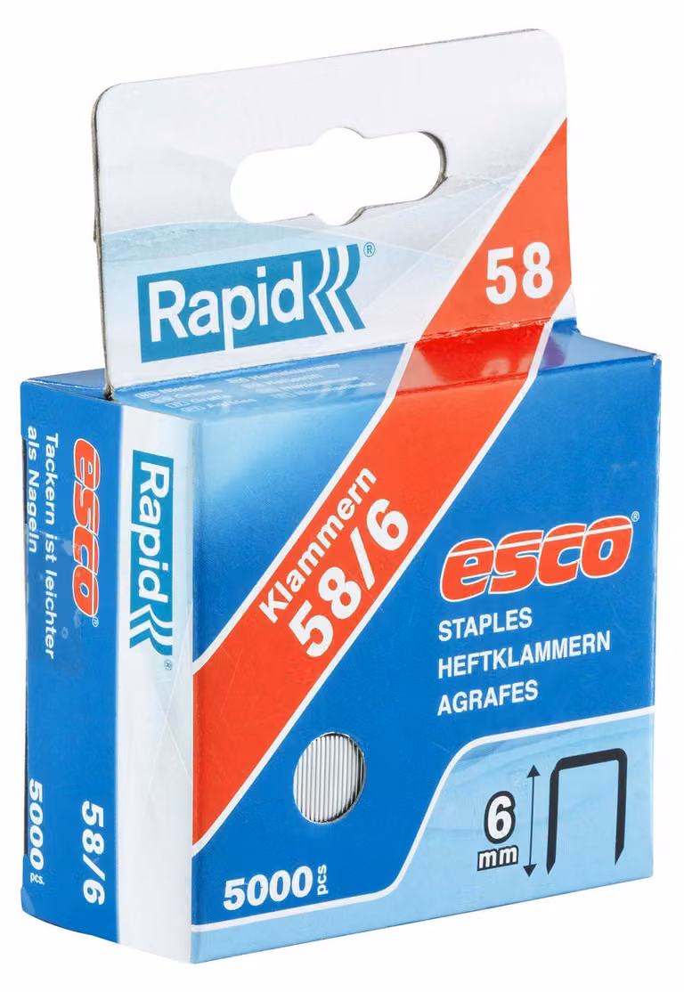 Graffette Rapid Esco, tipo 58, graffette da 6 mm, confezione da 5.000 pezzi