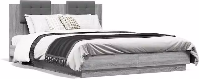 Letto matrimoniale | Letto per adulti | Giroletto Testiera Grigio Sonoma 140x200 cm Legno Multistrato