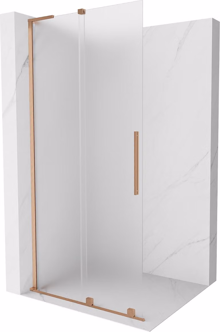 Mexen Velar L parete doccia scorrevole Walk-in 100 x 200 cm, brina 8 mm, rame spazzolato - 871-100-003-33-65