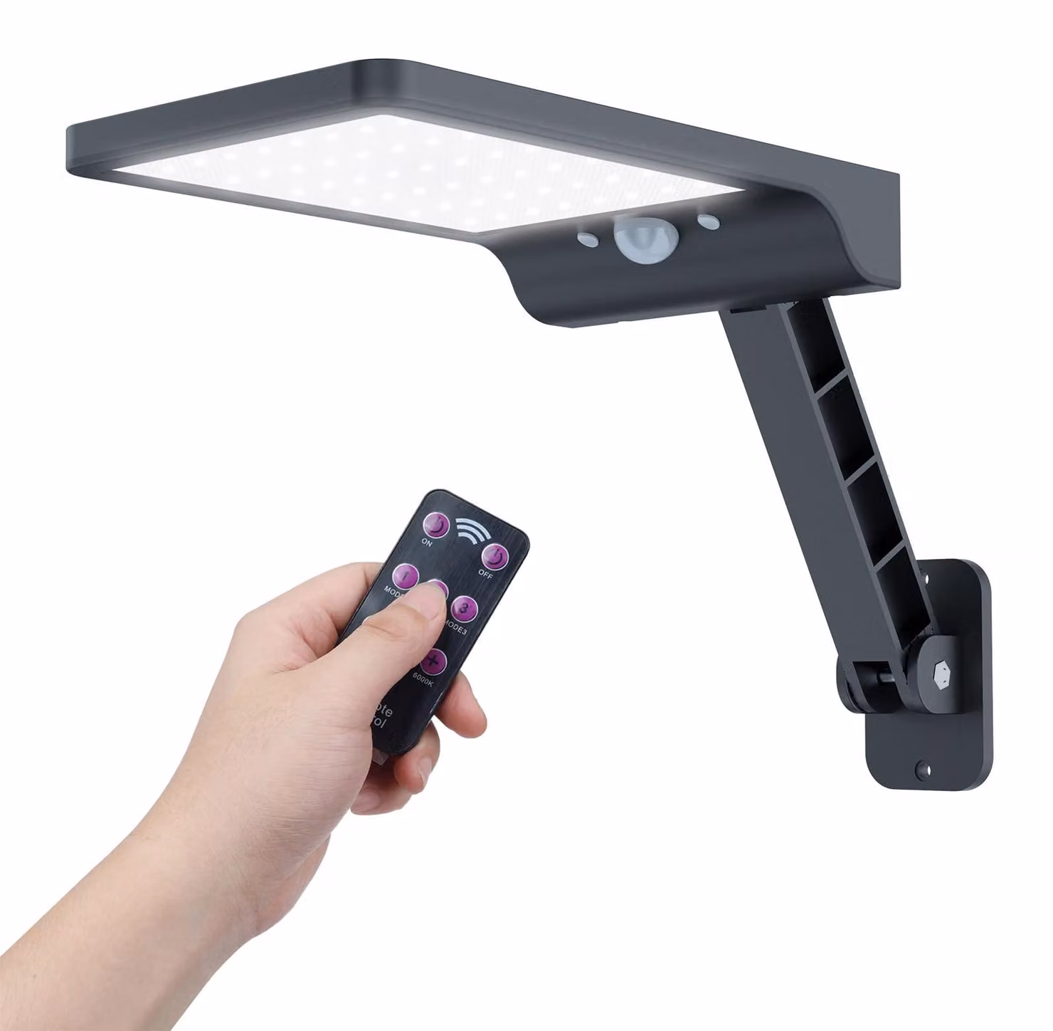 Lampada solare da esterno con sensore di movimento, 48 LED, 800 lumen, grado di protezione IP65, colore bianco