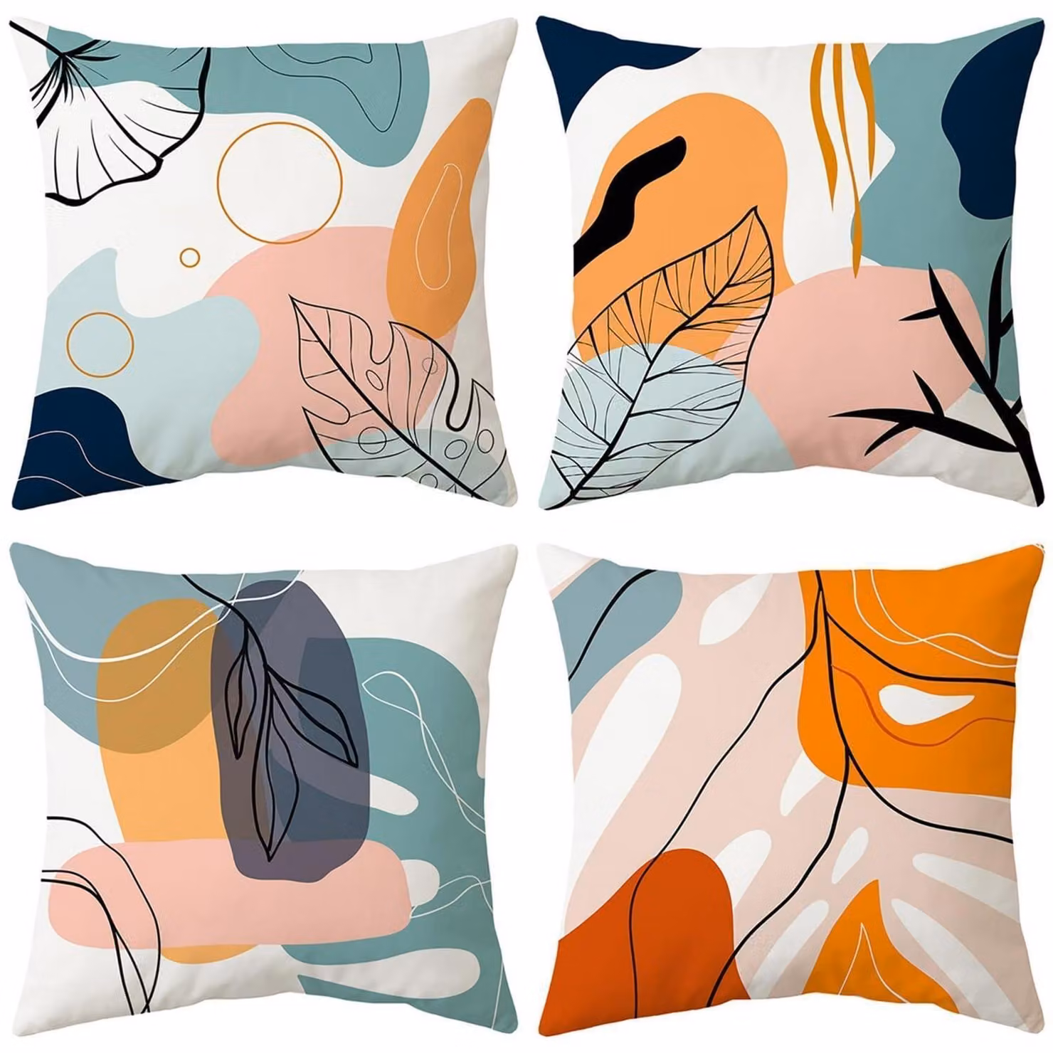 Cuscini decorativi, 45x45 cm, in velluto, set da 4, design moderno, ideali per soggiorno, divano e camera da letto
