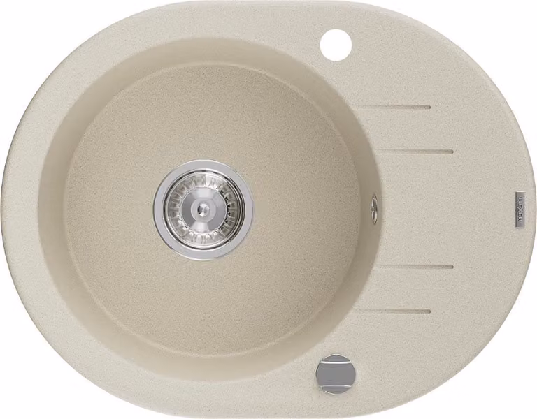 Mexen Kevin lavello in granito 1-vasca con sgocciolatoio 586 x 458 mm, beige, sifone cromato - 6517581005-69