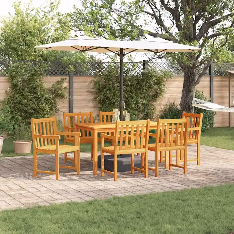 Set da pranzo per giardino vidaXL in legno di acacia marrone, 7 pezzi