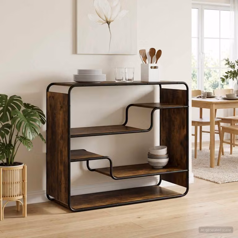 Credenza vidaXL in Rovere Fumo e Legno Ingegnerizzato, Stile Industrial, L 98 x P 37,5 x H 75,5 cm
