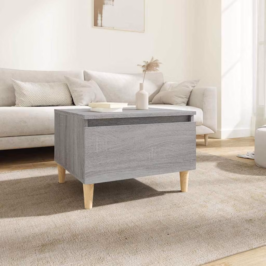 Tavolino da soggiorno vidaXL in legno grigio stile scandinavo L 50 cm x P 46 cm x H 35 cm
