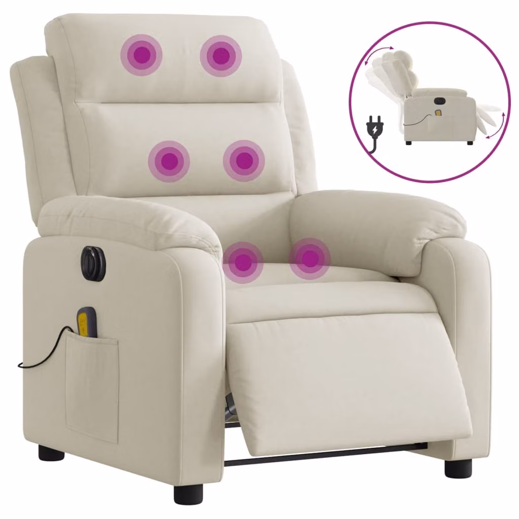 SYFAX™ Poltrona Massaggiante Reclinabile Elettrica Crema Velluto