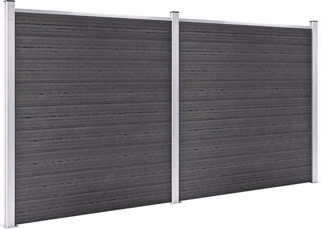 Set Pannelli di Recinzione in WPC 353x186 cm Nero 3070429