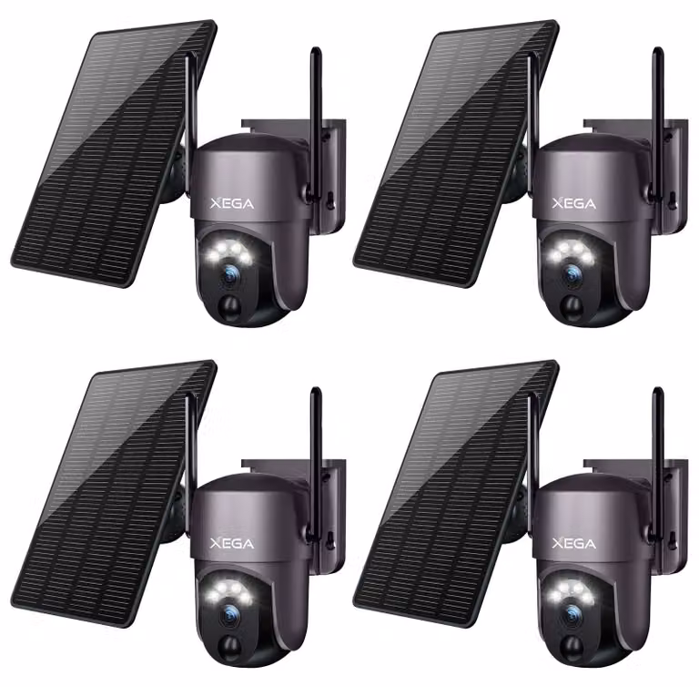 Telecamera di sicurezza wireless - confezione da 4 pezzi, con pannello solare - risoluzione 3 MP - per uso esterno