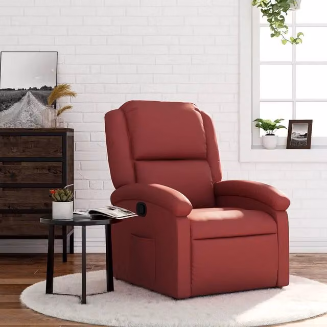 Divano Sedia-Poltrona Reclinabile Rosso Vino in Similpelle 549754