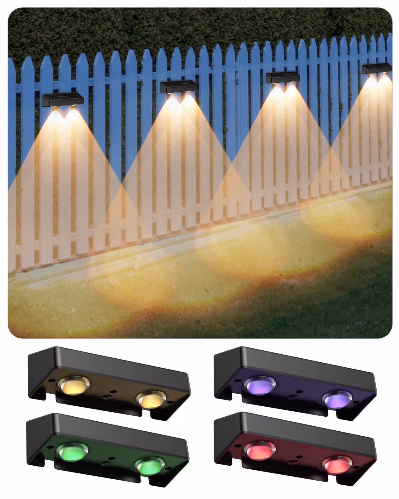 Lampada solare a LED RGB, confezione da 4, 8 colori, grado di protezione IP65, batteria con autonomia fino a 24 ore