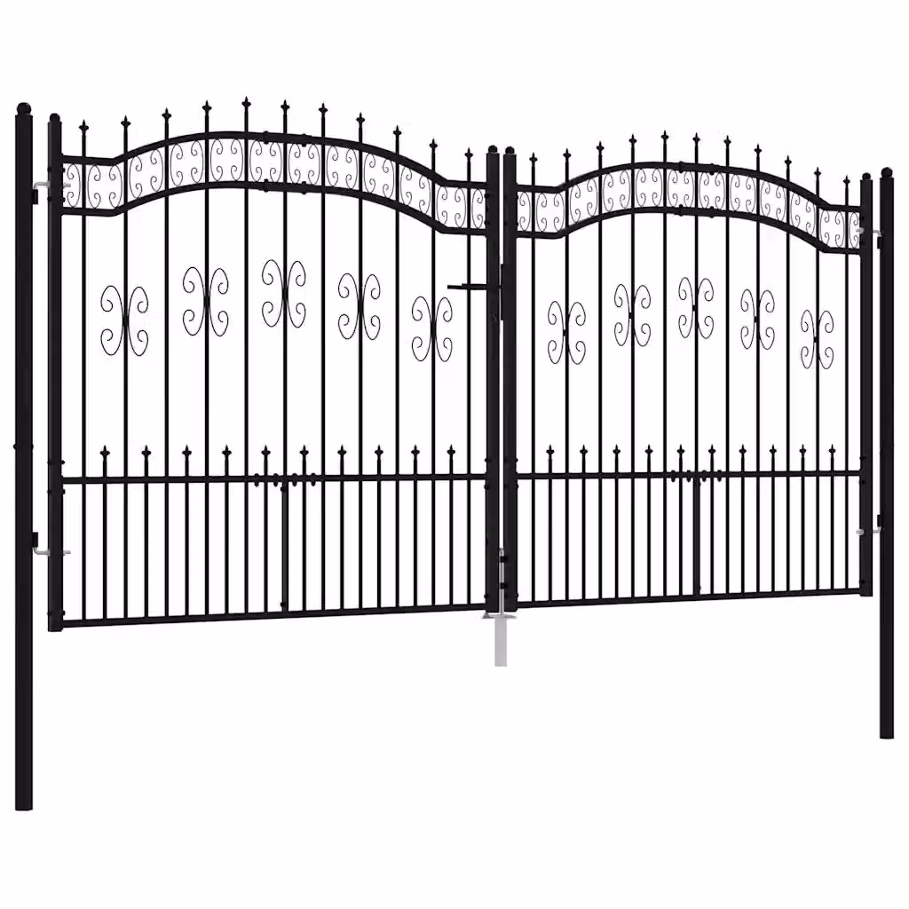 Cancello doppio per recinzione vidaXL in acciaio nero L: 302 cm, H: 200 cm – 2