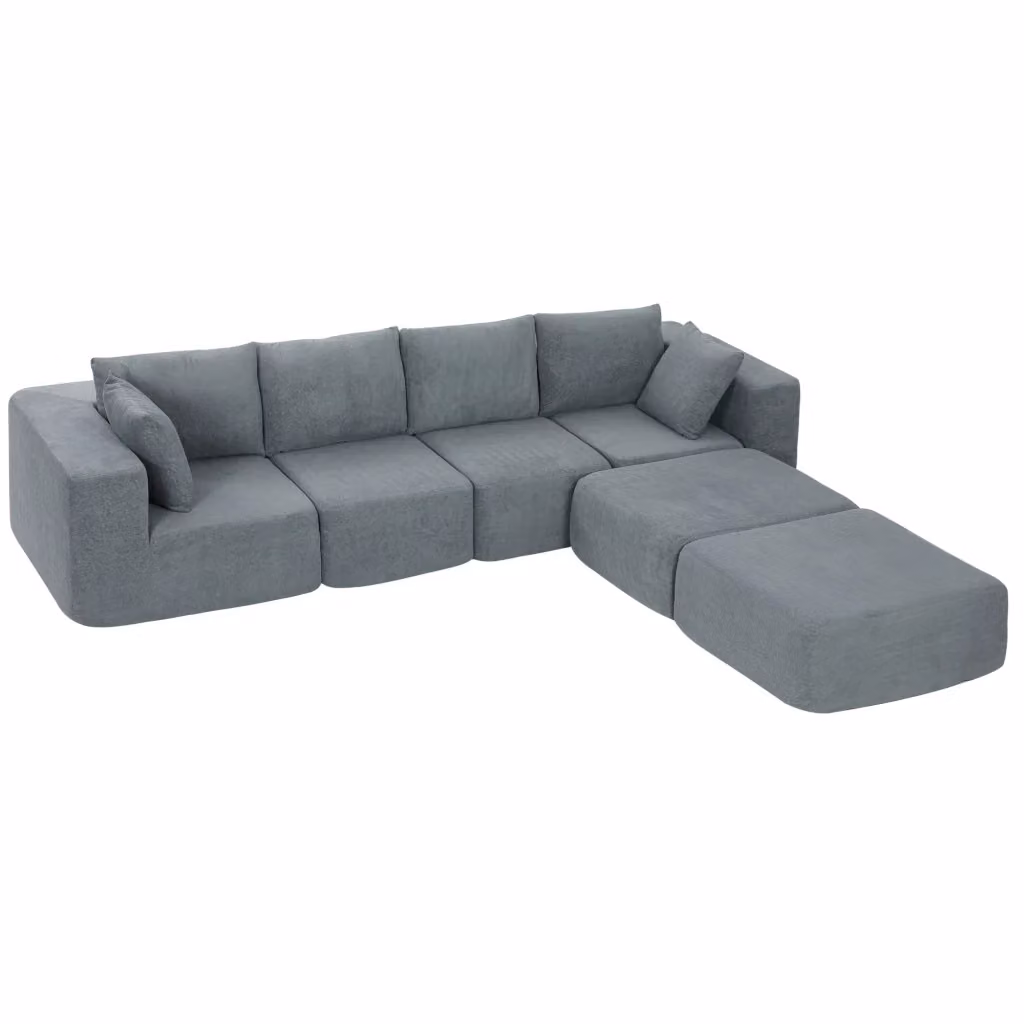 Divano Angolare Modulabile 3 Posti XYLO con Funzione Letto e Rivestimento in Velluto Grigio Scuro L/P/H: 294 x 165 x 70 cm – 2