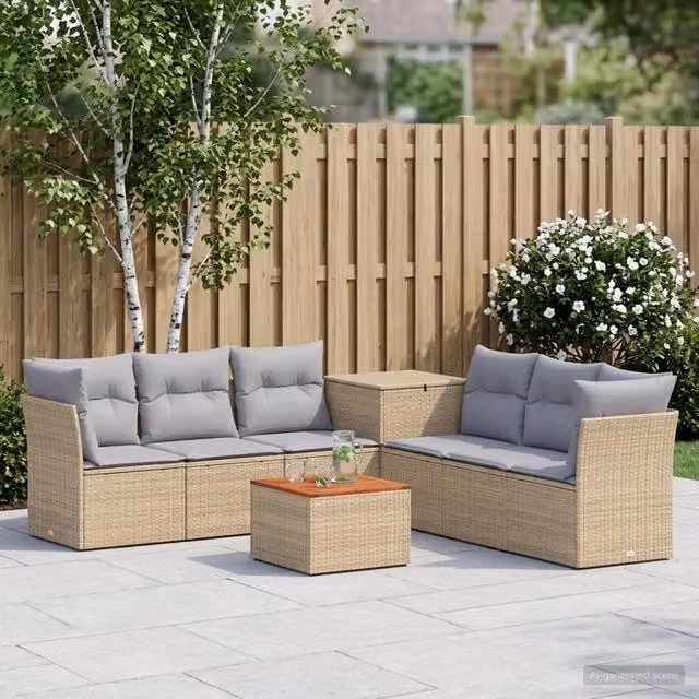 Set di divani 8 pz Beige e Grigio Chiaro 55 x 55 x 37 cm 3448289