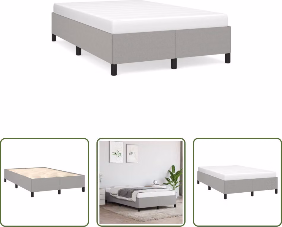 The Living Store Struttura letto grigio chiaro 120x190 cm in tessuto