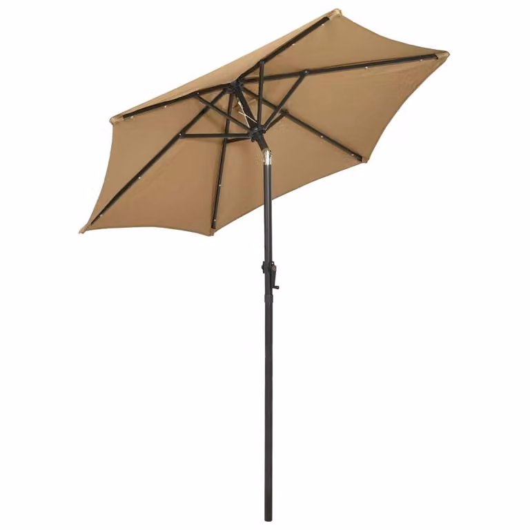 vidaXL Ombrellone con luci LED Taupe 200x211cm Alluminio