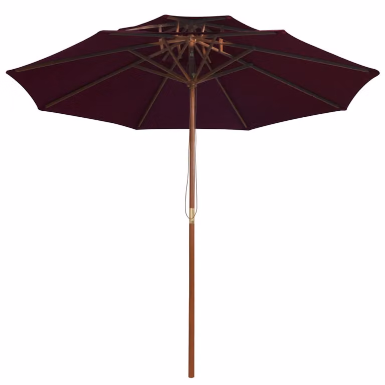 Ombrellone a Due Livelli con Palo in Legno 270 cm Rosso Bordò