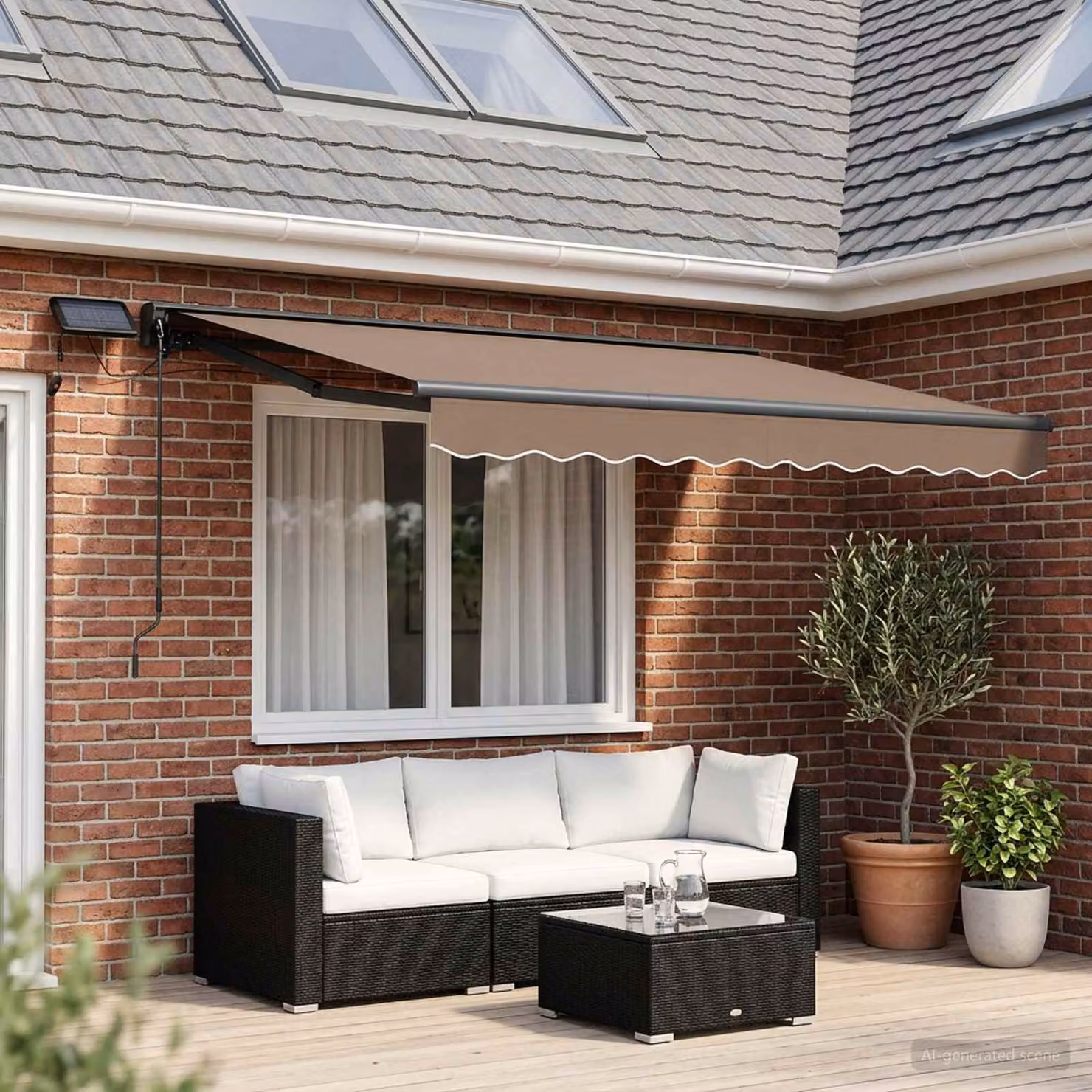 vidaXL Cornice per Tenda Semi-Cassonetto Manuale con LED in Alluminio e Poliestere, L: 350 cm, P: 200 cm