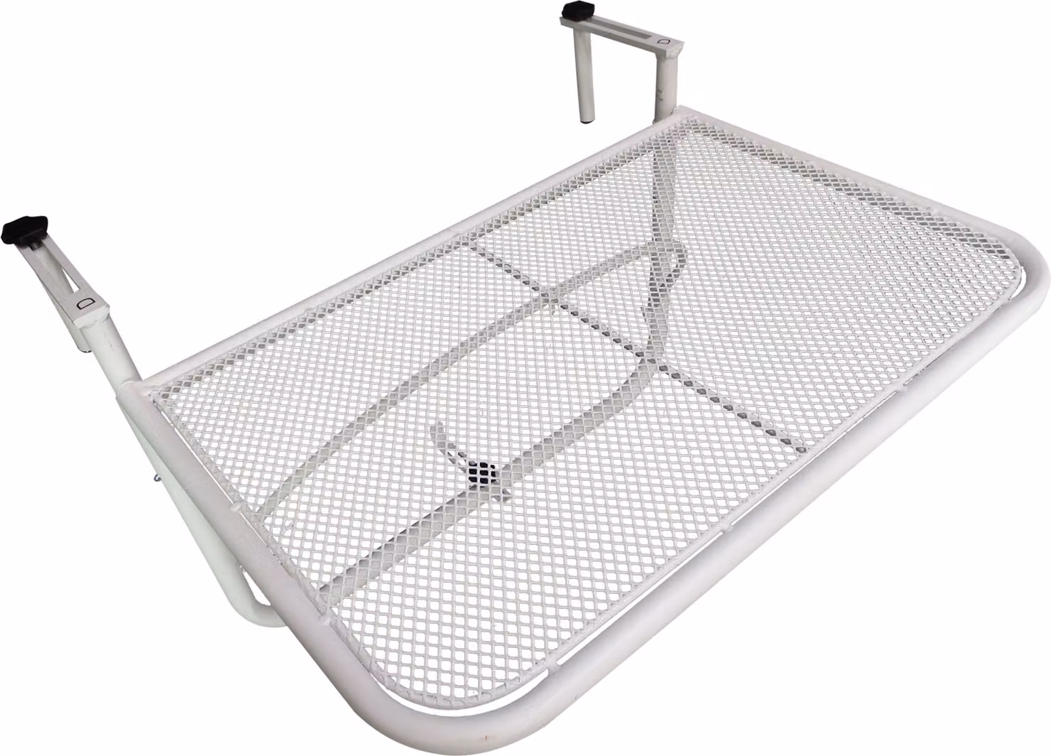 Outsunny Tavolo da giardino pensile Altezza regolabile Quadrato Patio Metallo Bianco L60 x L56,5 x H45 cm