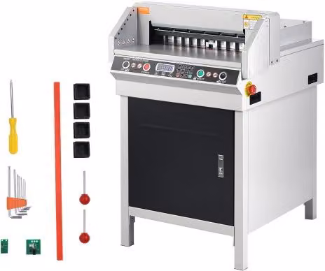 VEVOR Macchina Taglierina Elettrica per Cartone e Carta Commerciale, Spessore di Taglio 40 mm, Lama Regolabile tra 50 e 450 mm, Colore Bianco