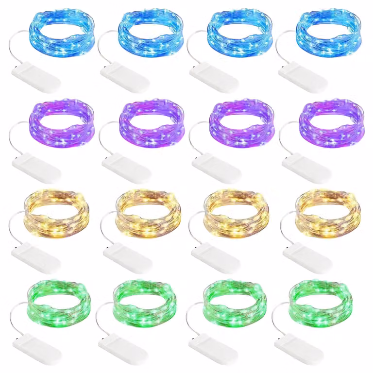 Catena luminosa a LED con batteria, 16 luci, 4 colori, 2 metri, 20 LED