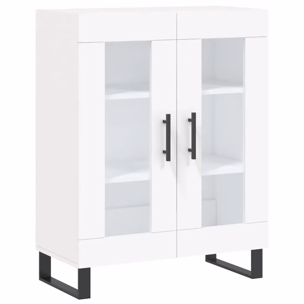 Credenza Buffet Armadio da Cucina Design Mania Bianca con Ante in Vetro in Legno e Metallo L/P/H: 69,5 x 34 x 90 cm – 2