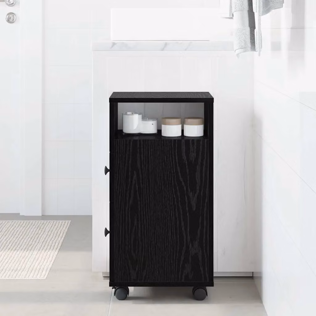 Set di mobili per il bagno moderno vidaXL in legno nero opaco L/P/H: 33 x 23 x 65 cm
