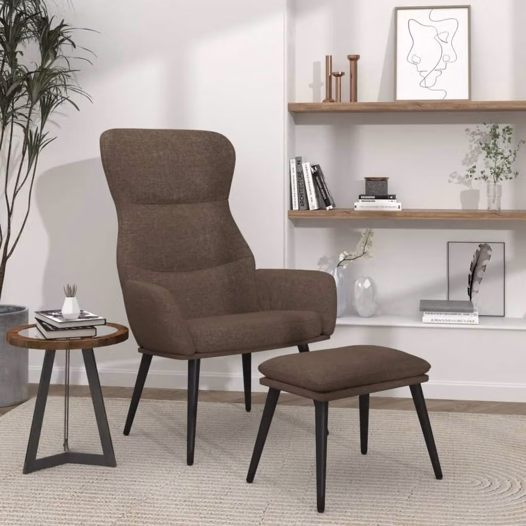 Maison Exclusive - Poltrona relax con poggiapiedi in tessuto color taupe
