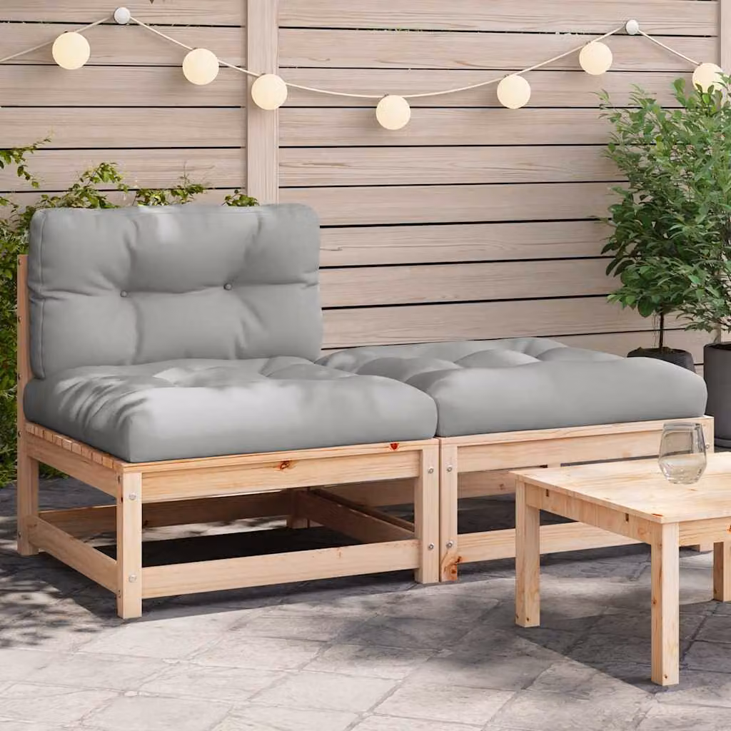 vidaXL Divano da Giardino in Legno di Pino Trattato con Cuscini e Poggiapiedi, Colore Marrone e Grigio
