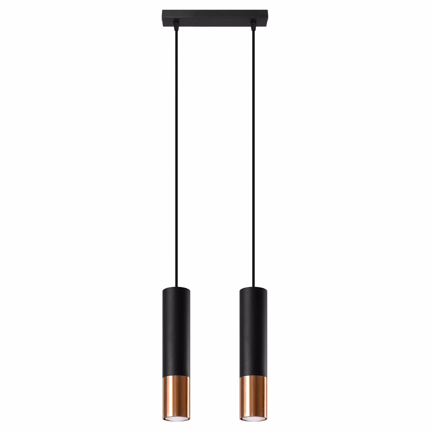 Lampada a sospensione LOOPEZ 2 nero/rame 2xGU10 10W acciaio 90x6x30cm Sollux Lighting